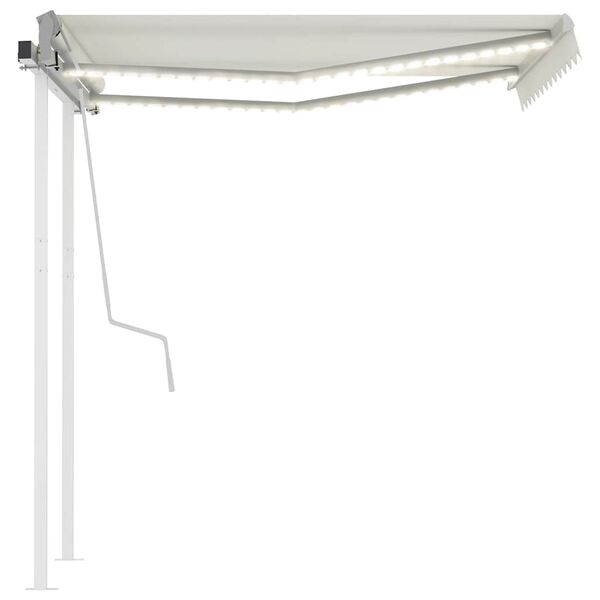 vidaXL Toldo manual retr&aacute;ctil con luz LED crema 3x2,5 m