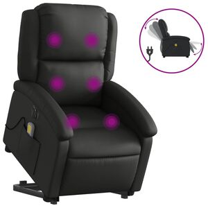 vidaXL Sill&oacute;n de masaje elevable el&eacute;ctrico cuero aut&eacute;ntico negro