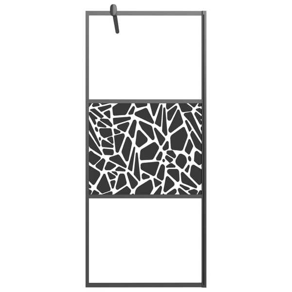 vidaXL Mampara ducha con estante vidrio ESG y aluminio negro 80x195 cm