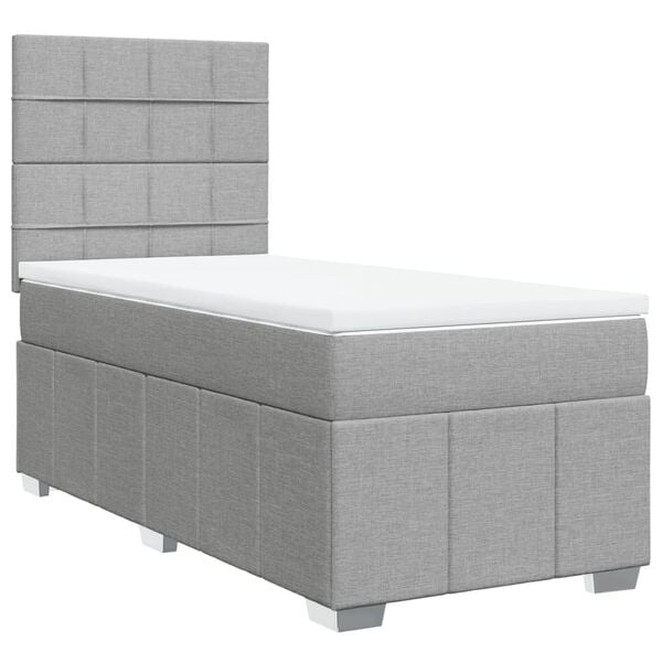 vidaXL Cama box spring con colch&oacute;n tela gris claro 90x200 cm