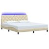 vidaXL Estructura de cama con LED sin colch&oacute;n tela color crema 180x200 cm