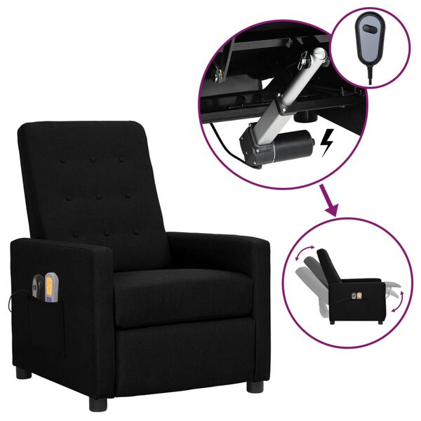 vidaXL Sillón de masaje eléctrico tela negro