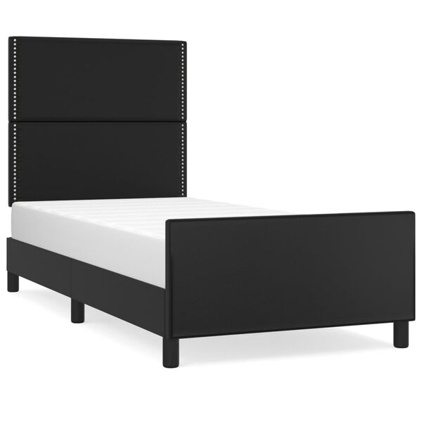vidaXL Estructura de cama sin colch&oacute;n cuero sint&eacute;tico negro 90x190 cm