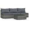 vidaXL Set de muebles de jardín 4 pzas y cojines ratán sintético gris