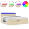 vidaXL Cama otomana con colch&oacute;n y luces LED tela crema 180x200cm