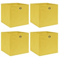 vidaXL Cajas de almacenaje 4 uds tela amarillo 32x32x32 cm