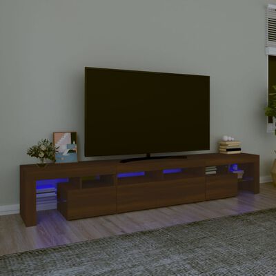 vidaXL Mueble de TV con luces LED marrón roble 230x36,5x40 cm
