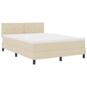 vidaXL Cama tipo Box Spring con tiras LED Crema 140 x 200 cm tela