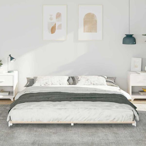 vidaXL Estructura de cama Blanco 200 x 210 cm Madera maciza de pino