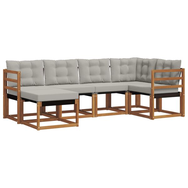 vidaXL Conjunto de sof&aacute;s de exterior 6 pcs Gris Natural y Claro
