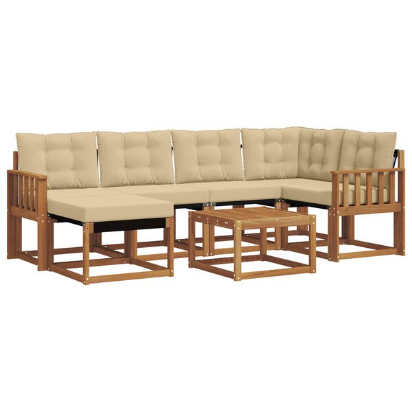 vidaXL Conjunto de sof&aacute;s de exterior con coj&iacute;n 7 pcs Natural y Beige