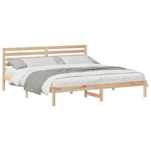 vidaXL Estructura de cama Marr&oacute;n 200 x 200 cm Madera de pino macizo