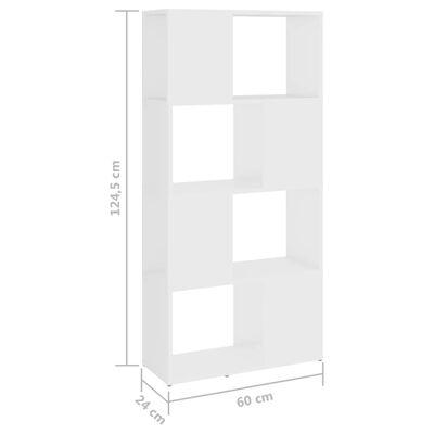 vidaXL Librería separador madera contrachapada blanco 60x24x124,5 cm