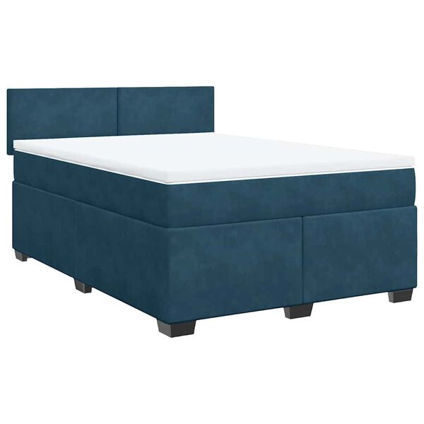 vidaXL Cama box spring con colch&oacute;n terciopelo azul 160x200 cm