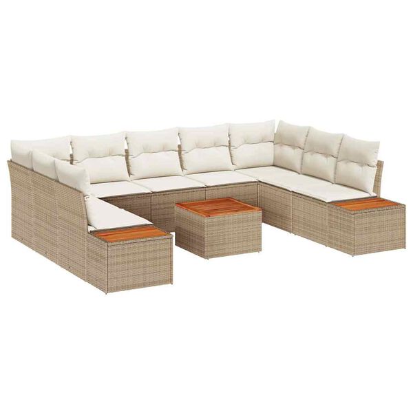 vidaXL Conjunto de sof&aacute;s de jard&iacute;n 5 pcs Beige y Crema Rat&aacute;n sint&eacute;tico