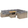 vidaXL Juego de sof&aacute;s jard&iacute;n con cojines beige 10 pzas rat&aacute;n sint&eacute;tico