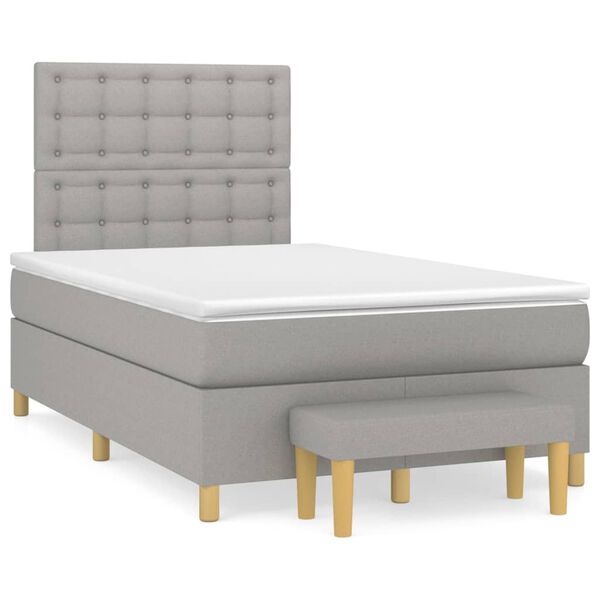 vidaXL Cama box spring con colch&oacute;n tela gris claro 120x200 cm