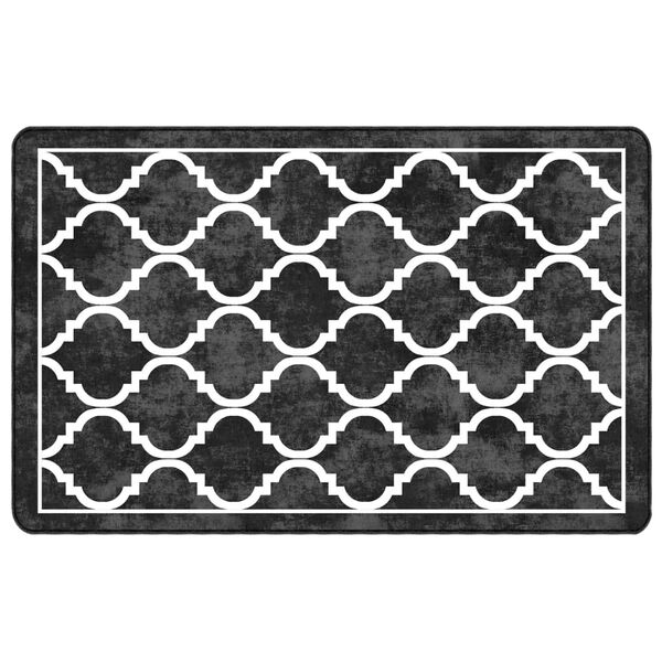 vidaXL Alfombra lavable antideslizante negro y blanco 190x300 cm