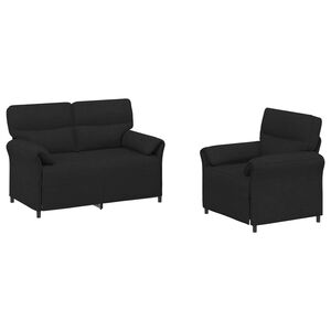 vidaXL Juego de Sof&aacute; 2 uds. Negro Tela