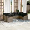 vidaXL Set de muebles de jardín 9 pzas y cojines ratán sintético gris