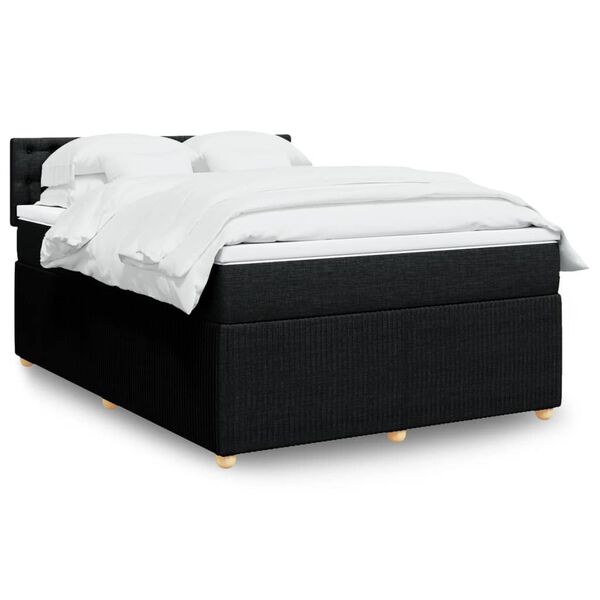 vidaXL Cama box spring con colch&oacute;n tela negro 140x190 cm