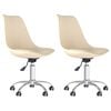 vidaXL Sillas de comedor giratorias 2 unidades tela color crema
