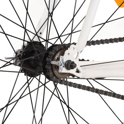 vidaXL Bicicleta de piñón fijo blanco y naranja 700c 59 cm