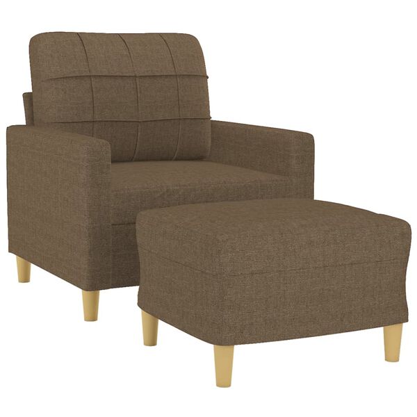 vidaXL Sill&oacute;n con taburete tela marr&oacute;n 60 cm