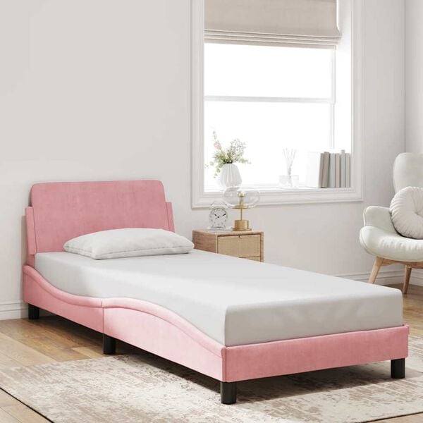 vidaXL Estructura de cama con cabecero Dover terciopelo rosa 80x200 cm