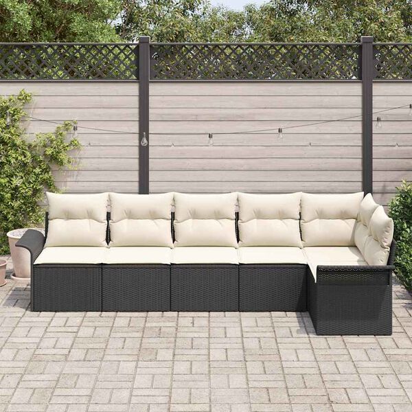vidaXL Conjunto de sofá de jardín 6 pcs Negro ratán sintético