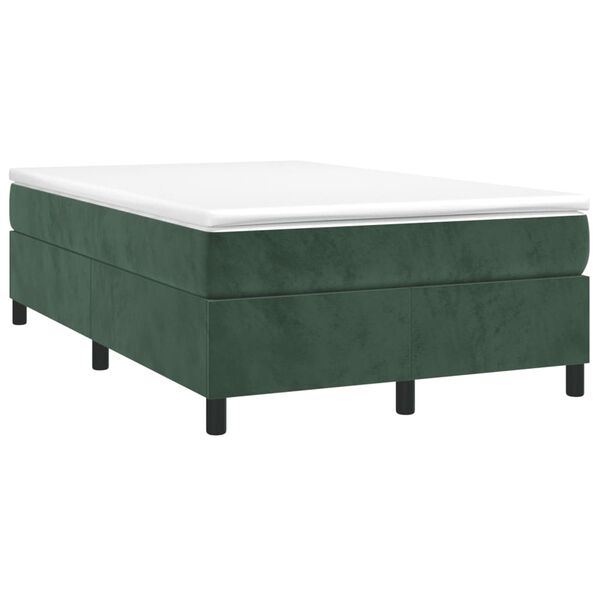 vidaXL Cama box spring con colch&oacute;n terciopelo verde oscuro 120x190 cm