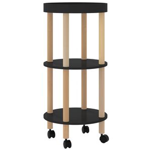vidaXL Carrito 3 estantes madera contrachapada pino negro 38x38x82 cm