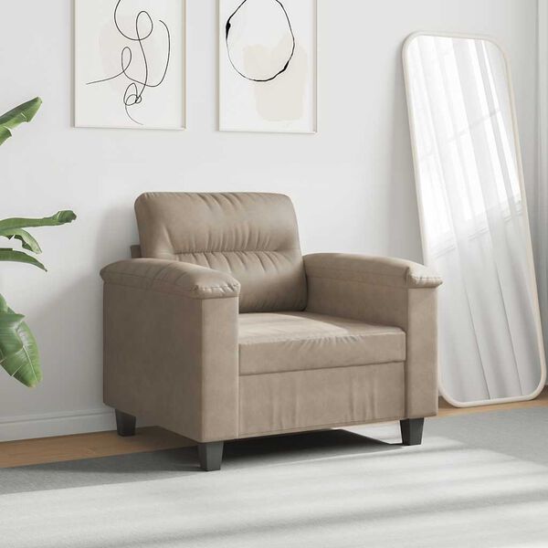 vidaXL Sill&oacute;n de tela de microfibra gris taup&eacute; 60 cm