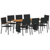vidaXL Conjunto de Comedor de Jard&iacute;n 9 uds. Negro rat&aacute;n sint&eacute;tico