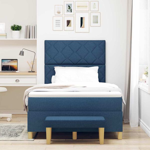 vidaXL Cama tipo Box Spring con colch&oacute;n Azul 120 x 200 cm tela