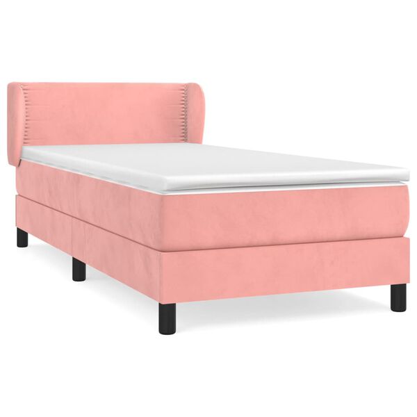 vidaXL Cama box spring con colch&oacute;n terciopelo rosa 80x200 cm