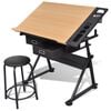 vidaXL Mesa de dibujo inclinable con 2 cajones y taburete