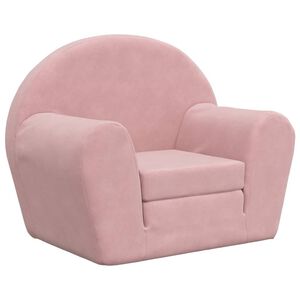 vidaXL Sof&aacute; cama para ni&ntilde;os felpa suave rosa