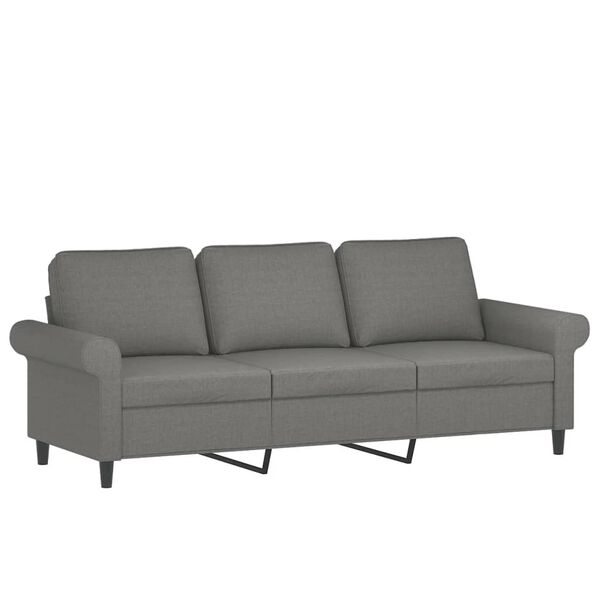 vidaXL Sof&aacute; 3 plazas con almohadas y cojines tela gris oscuro 180 cm