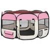 vidaXL Parque de perros plegable y bolsa transporte rosa 125x125x61cm