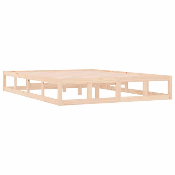 vidaXL Estructura de cama doble de madera maciza 140x190 cm