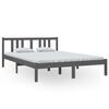 vidaXL Estructura de cama sin colch&oacute;n madera maciza gris 140x200 cm