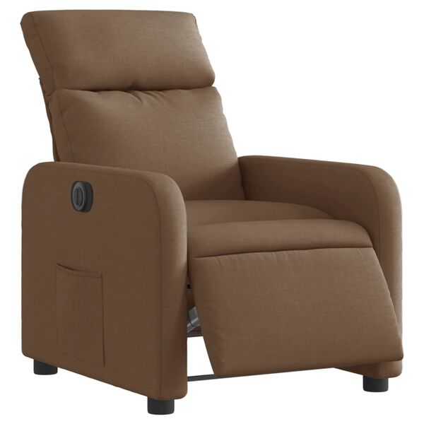 vidaXL Sill&oacute;n reclinable el&eacute;ctrico de tela marr&oacute;n