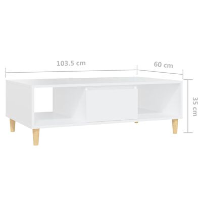 vidaXL Mesa de centro madera contrachapada blanco 103,5x60x35cm