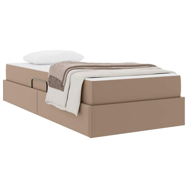 vidaXL Cama con almacenamiento y colch&oacute;n 2 pcs Capuchino Cuero