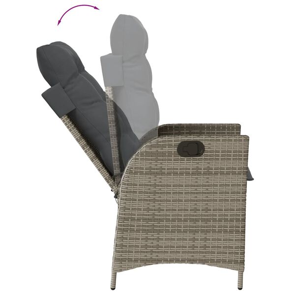 vidaXL Set comedor de jard&iacute;n 5 piezas con cojines rat&aacute;n sint&eacute;tico gris