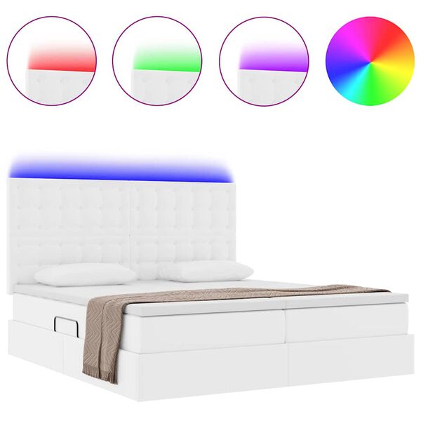 vidaXL Cama con almacenamiento y LED Puro 200 x 200 cm Cuero sint&eacute;tico