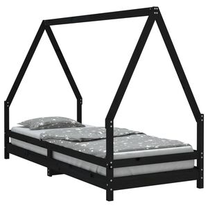 vidaXL Estructura de cama para niños madera de pino negro 80x200 cm