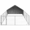 vidaXL Caseta perros exterior con corral 7x3x1,9 m acero galvanizado