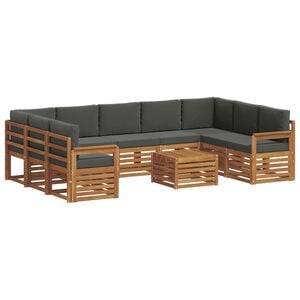 vidaXL Juegos de sof&aacute;s con coj&iacute;n 10 pcs Natural y Antracita